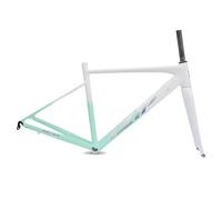 HZXQCVB 44CM 47CM 50CM 52CM Aluminum Alloy Frameset 700C Road Bike Quick Release 100/130mm C Brake Frame With Carbon Fiber Tapered Fork BB68mm(Green+White,47cm)
