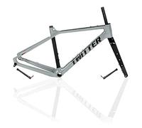 HZXQCVB 700C Gravel Road Bike Frameset 46/49/52/55CM Carbon Fiber Disc Brake Bike Frame Thru Axle F12×100mm R12×142mm(Gray A,490mm)