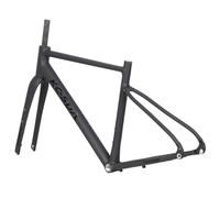 HZXQCVB 700C Gravel Road Bike Frameset With Carbon Fiber Fork 46CM 48CM 50CM Aluminum Alloy Disc Brake Frame Thru Axle F12*100mm R12*142mm(Gray,460mm)