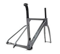 HZXQCVB 700C Road Bike Frameset 44cm/47cm/50cm/53cm/56cm Carbon Fiber Disc Brake Bike Frame F12x100/R12x142mm Thru Axle Frame Internal Routing For 700 X 28C(Gray,44cm)