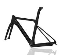 HZXQCVB 700C Road Bike Frameset 44cm 47cm 50cm 53cm 56cm Carbon Fiber Disc Brake Frame F12*100mm R12*142mm Thru-Axle Frame With Carbon Fiber Fork Internal Routing(Svart,53cm)