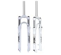 HZXQCVB Mountain Bike Fork 26/27.5/29'' Mechanically Suspension Fork 1-1/8" Straight Tube Manual Lockout Disc Brake Quick Release 9mm Travel 100mm(White,26in)