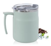 HZXYchen Stainless Steel Travel Mug with Handle - 304 Coffee Cup 500ml with Locking Lid - for Commute, Office & Outdoor - Green