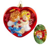 HZYC Angel Christmas Tree Ornaments,Hand-Blown Glass Ornaments,Heart Ornament,Personalized Love Cupid Collection Hanging Ornament,Wedding Ornament for Anniversary Holiday Decor