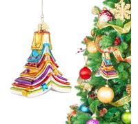 Hzyc Book Christmas Ornament, Hand-Blown Glass Christmas Tree Decoration
