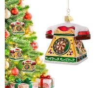 Hzyc Christmas Ornament,Glass Telephone Ornament,Christmas Tree Decoration | Vintage Dial Telephone Collection Figurine,Hand-Blown Glass Hanging Ornament for Holiday Party Home Gift