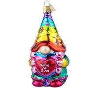 Hzyc Christmas Ornament, Hand-Blown Glass Gnome Ornament for Tree | Personalized Rainbow Gnome Collection Figurine,Hanging Glass Christmas Decoration for Holiday Party Home Gifts