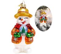 Hzyc Christmas Tree Ornaments,Blown Glass Snowman Ornament,Snowman Collection Figurine Hanging Ornaments,Christmas Decorations for Xmas Tree Holiday Party Home Gifts