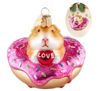 HZYC Christmas Tree Ornaments,Hand-Blown Glass Ornaments,Guinea Pig Collection Figurine Hanging Ornaments, Donut Pendant Ornament,Christmas Decorations for Xmas Tree Holiday Party Home Gifts
