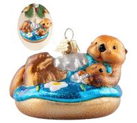 HZYC Christmas Tree Ornaments,Handmade Blown Glass Ornaments,Sea Otter Collection Figurine Hanging Glass Baubles,Donut Pendant Ornament,Christmas Decorations for Animal Lovers Holiday Party Home Gifts