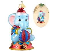 Hzyc Elephant Christmas Tree Ornaments,Hand-Blown Glass Ornaments for Tree,Elephant Circus Collection Figurines Hanging Ornament,Christmas Decorations for Animal Lovers Holiday Party Home Gift