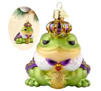 Hzyc Frog Christmas Tree Ornaments,Hand-Blown Glass Ornaments,Frog Prince Watcher Collection Figurines Hanging Ornament,Christmas Decorations for Animal Lovers Holiday Party Home Gift