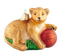 Hzyc Lion Christmas Tree Ornaments,Hand-Blown Glass Ornaments,Lion Collection Figurine Hanging Glass Baubles, Christmas Tree Decorations for Animal Lovers Holiday Birthday Party Home Gifts