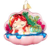 Hzyc Mermaid Christmas Tree Ornaments,Hand-Blown Glass Ornaments for Tree,Shell Mermaid Collection Hanging Ornament,Glass Christmas Decorations for Holiday Party Home Gift