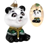Hzyc Panda Christmas Ornament,Hand-Blown Glass Christmas Tree Decoration | Panda Collection,Hanging Glass Ornament for Panda Lovers Xmas Holiday Party Home Gift