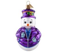 Hzyc Snowman Christmas Ornament,Hand-Blown Glass Christmas Tree Decoration | Leaf Hat Snowman Collection Figurine,Hanging Glass Ornament for Xmas Tree Birthday Party Home Gifts
