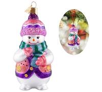 Hzyc Snowman Christmas Ornament,Hand-Blown Glass Christmas Tree Decoration | Purple Snowman Collection Figurine,Hanging Glass Ornament for Snowman Lovers Holiday Party Home Gifts
