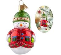 Hzyc Snowman Christmas Ornament, Hand-Blown Glass Christmas Tree Decoration | Smiling Snowman Collection Figurine, Hanging Glass Ornament for Snowman Lovers Holiday Party Home Gifts