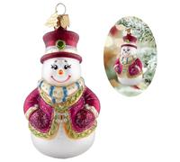 Hzyc Snowman Christmas Ornament,Hand-Blown Glass Christmas Tree Decoration | Top Hat Collection Figurine,Hanging Glass Ornament for Snowman Lovers Holiday Party Home Gifts