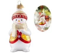 Hzyc Snowman Christmas Ornament,Hand-Blown Glass Christmas Tree Decoration | Yellow Snowman Collection Figurine,Hanging Glass Ornament for Snowman Lovers Holiday Party Home Gifts