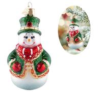 HZYC Snowman Christmas Tree Ornaments,Hand-Blown Glass Ornaments for Christmas Tree,Top Hat Collection Figurine Hanging Ornament,Christmas Decorations for Snowman Lovers Holiday Party Gifts