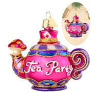 Hzyc Teapot Christmas Tree Ornaments,Hand-Blown Glass Ornaments for Tree,Colorful Teapot Collection Figurine Hanging Ornament,Glass Christmas Decorations for Holiday Birthday Party Home Gift