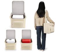 Hzycwgone Mini Fridge Travel Case, 4L/6 Cans Portable Cover Storage Bag for Compact Refrigerators, Skincare Fridge (Beige)