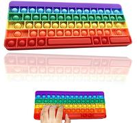 HZYIZHI Push Pop Bubble Sensory Fidget Rainbow Large Keyboard with Letters Numbers, Silicon Bubble Popping Squeeze Fidget for Adult & Kids (Rainbow)