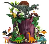 HZYKDWD 26 PCS Dinosaur Cake Toppers With Dinosaur Eggs Leaves Trees Cake Decorations For Birthday Party,Wild Animals Party,Kids Cake Decorations (D)