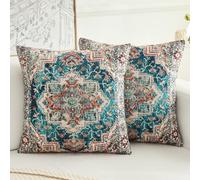 HZYKDWD Boho Cushion Covers 40x40 cm Set of 2,Boho Vintage Carpet Pattern Antique Ethnic Decor Double Sided Pattern Throw Pillow Covers Soft Pillow Case Living Sofa Room Bed Square Pillow Cover