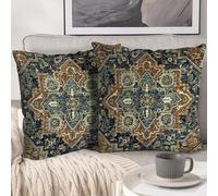 HZYKDWD Boho Cushion Covers 40x40 cm Set of 2,Boho Vintage Carpet Pattern Antique Ethnic Decor Double Sided Pattern Throw Pillow Covers Soft Pillow Case Living Sofa Room Bed Square Pillow Cover