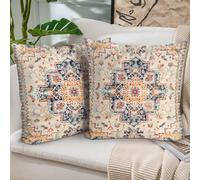 HZYKDWD Boho Cushion Covers 40x40 cm Set of 2,Boho Vintage Carpet Pattern Antique Ethnic Decor Double Sided Pattern Throw Pillow Covers Soft Pillow Case Living Sofa Room Bed Square Pillow Cover