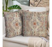 HZYKDWD Boho Cushion Covers 40x40 cm Set of 2,Boho Vintage Carpet Pattern Antique Ethnic Decor Double Sided Pattern Throw Pillow Covers Soft Pillow Case Living Sofa Room Bed Square Pillow Cover