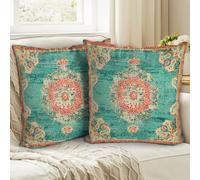 HZYKDWD Boho Cushion Covers 50x50 cm Set of 2,Boho Vintage Carpet Pattern Antique Ethnic Decor Double Sided Pattern Throw Pillow Covers Soft Pillow Case Living Sofa Room Bed Square Pillow Cover