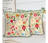 HZYKDWD Floral Pillow Covers 40x40 cm Set of 2,Green Farmhouse Floral Pillow Covers Decor Double Sided Pattern Cushion Cover Soft Pillow Case Living Sofa Room Bed Porch Patio Square Pillow Cover