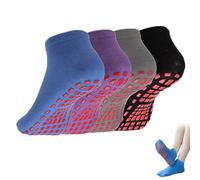 HZYUEKUN 4 Pairs Anti-Slip Socks Yoga Pilates Grippy Full Toe Ankle Fall Prevention Grip Fitness Sports Socks Fit Women&Men for Ballet, Dance, Workout, Fitness, Running