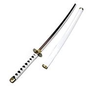 HZYYZH Samurai Ninja Wooden Sword Weapon, Anime Black Samurai Roronoa Zoro Cosplay, Armed Katana Ninja Knife Sword Toys for Teens, White