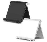 HZZADZXW Cell Phone Foldable Stand for Desk, Portable Cell Phone Holder, Adjustable Tablet Dock, Office Desk Accessories for iPhone 17 16 15 14 13 Pro Max Air, Galaxy S25, S24, Black&White