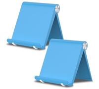 HZZADZXW Cell Phone Foldable Stand for Desk, Portable Cell Phone Holder, Adjustable Tablet Dock, Office Desk Accessories for iPhone 17 16 15 14 13 Pro Max Air, Galaxy S25, S24, Blue&Blue