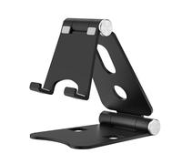 HZZADZXW Dual Folding Cell Phone Stand, Adjustable Foldable Desktop Phone Holder for Desk, Aluminum Phone Dock Cradle, Compatible with iPhone 17 16 15 14 13 12 11 Pro Max Air, All 4-8“ Phones, Black