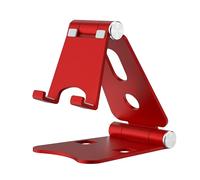 HZZADZXW Dual Folding Cell Phone Stand, Adjustable Foldable Desktop Phone Holder for Desk, Aluminum Phone Dock Cradle, Compatible with iPhone 17 16 15 14 13 12 11 Pro Max Air, All 4-8“ Phones, Red