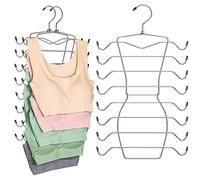 HZZILEY Hangers Space Savers Set of 3, 8 Tier Foldable Bra Hero Wardrobe Organiser, Stainless Metal Wire, Non-Slip Multi Purpose Closet, Tie Racks&Holders Cami, BHS, Belt, Scarf