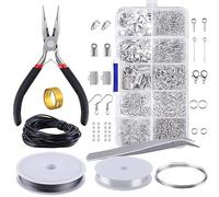 HZZXCH 1 Set Jewelry Beading Making & Repair Silver Findings Starter Kit with Accessories for DIY Necklaces, Anklets & Charms