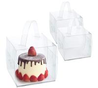 Hzzycaxli 6x6x6Inch Transparent Bakery Boxes with Handles,20Pcs 5inch 6inch Clear Cake Box,Mini Cake Boxes,Clear gift boxes for wedding,birthday,party