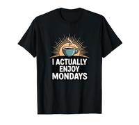 I Actually Enjoy Mondays Positive Workday Coffee Lover Value Graphic T-Shirt, Men, Black, L