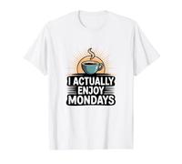 I Actually Enjoy Mondays Positive Workday Coffee Lover Value Graphic T-Shirt, Men, White, XL