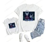 (I, Adult 2XL) Children Cartoon Cute Print T-shirt Girls/Boys Funny Baby Clothes Kids Summer Short Sleeve White Hollow Knight Tshirt