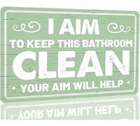I Aim to Keep This Bathroom Clean Your Aim Will Help Vintage Bathroom Metal Sign Funny Tin Sign for Home Bathroom Restroom Toilet Wall Decor Accessories Poster Gifts 8x12 Inch