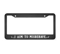 I Aim to Misbehave - Firefly/Serenity Inspired License Plate Frame Aluminum Black Car Cover Tag Holder with 2 Holes 12 x 6 Inch
