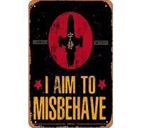 I Aim To Misbehave Poster Metal Tin Sign Vintage Wall Plaque 8x12 Inch